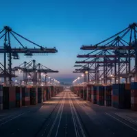 Ein moderner Hafen bei Dämmerung mit Containern und Krananlagen als Symbol für den internationalen Handel. - Foto: über boerse-global.de