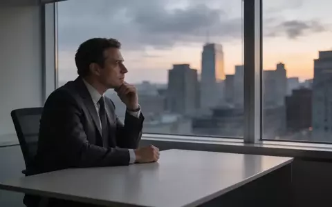 Ein nachdenklicher Investor in einem modernen Büro mit Blick auf eine ruhige Stadt bei Dämmerung. - Foto: über boerse-global.de