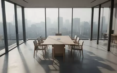 Ein heller, minimalistischer Konferenzraum mit bodentiefen Fenstern und Holztisch in einem modernen Bürogebäude. - Foto: über boerse-global.de