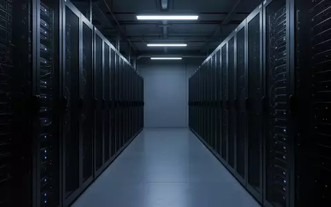 Ein minimalistischer, dunkel beleuchteter Serverraum mit metallischen Geräteracks in einer professionellen IT-Umgebung. - Foto: über boerse-global.de