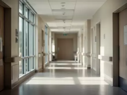 Ein heller, moderner Krankenhausflur mit einfallendem Tageslicht und minimalistischer Architektur. - Foto: über boerse-global.de