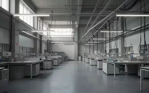 Ein minimalistisches, modernes Industrielabor in San Francisco mit leeren Arbeitsplätzen und hohen Decken. - Foto: über boerse-global.de