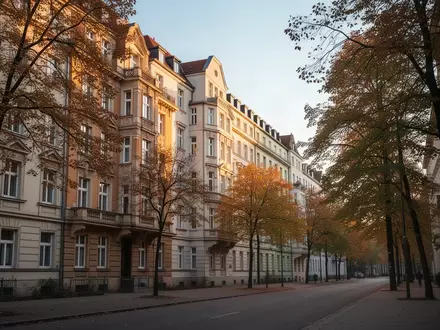 Historische Mietshäuser in einer ruhigen Wohnstraße im Münchner Westend bei Tageslicht. - Foto: über boerse-global.de