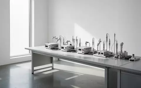 Ein minimalistischer Arbeitsbereich in einer Werkstatt mit technischen Diagnosegeräten auf einem leeren Arbeitstisch. - Foto: über boerse-global.de