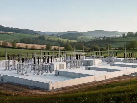 Ein modernes Rechenzentrum im Bau in einer ländlichen europäischen Landschaft. - Foto: über boerse-global.de