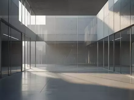 Ein minimalistisches, modernes Atrium mit klaren architektonischen Linien und natürlichem Lichteinfall. - Foto: über boerse-global.de