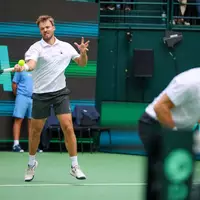 Kevin Krawietz und Tim Pütz haben Deutschland im Davis Cup in Führung gebracht. - Foto: Christoph Reichwein/dpa