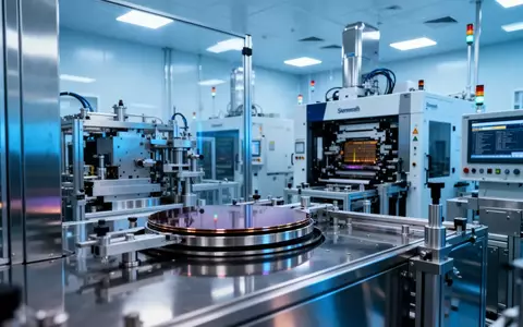 Ein hochmodernes Reinraum-Labor für die Halbleiterfertigung mit komplexen Maschinen und glänzenden Metalloberflächen. - Foto: über boerse-global.de