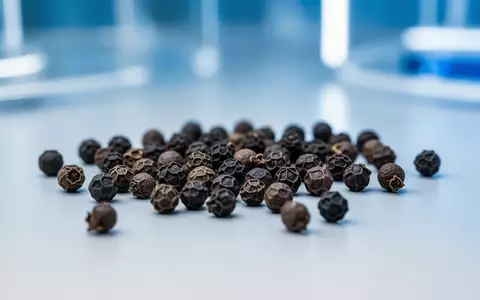Schwarze Pfefferkörner auf einer sterilen Laboroberfläche unter klinischer Beleuchtung. - Foto: über boerse-global.de