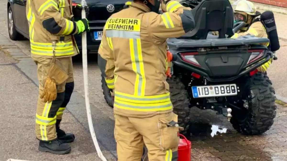 FW Weinheim: Überhitzte Bremsanlage an Quad beschäftigt Feuerwehr - Bild: presseportal.de