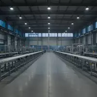 Leere, stille Fertigungshalle einer Industrieanlage in der Dämmerung mit weiten, unbesetzten Produktionslinien. - Foto: über boerse-global.de