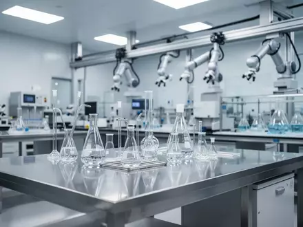 Ein modernes, steriles Labor mit hochwertigen wissenschaftlichen Geräten und Edelstahl-Arbeitsflächen. - Foto: über boerse-global.de
