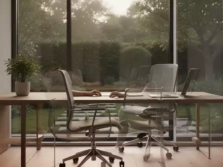 Ein minimalistisch eingerichteter, ruhiger Arbeitsplatz in einem hellen Raum mit Blick in einen Garten. - Foto: über boerse-global.de