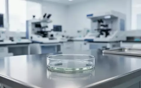 Ein steriler, minimalistischer Forschungslabor-Arbeitsplatz mit einer Glasschale auf einem Metalltisch. - Foto: ĂĽber boerse-global.de