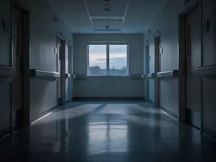 Ein leerer, ruhig beleuchteter Klinikflur in einer psychiatrischen Einrichtung in der Dämmerung. - Foto: über boerse-global.de