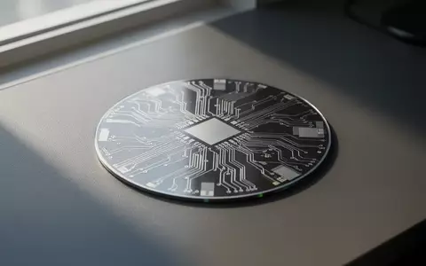 Ein minimalistischer Silizium-Wafer mit komplexen Schaltkreisstrukturen in natürlichem Licht auf einem dunklen Untergrund. - Foto: über boerse-global.de