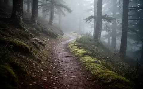 Ein nebliger, gewundener Waldpfad am Morgen, der die körperliche Anstrengung und Ausdauer im Sport symbolisiert. - Foto: über boerse-global.de