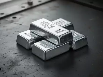 Glänzende Platinbarren auf einem dunklen industriellen Untergrund. - Foto: über boerse-global.de