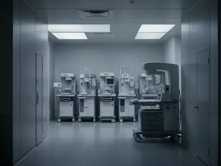 Minimalistisch gestalteter medizinischer Untersuchungsraum mit hochwertiger Diagnosetechnik in einer ruhigen, sterilen Umgebung. - Foto: über boerse-global.de