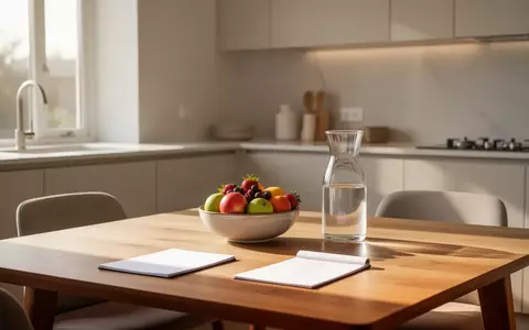 Ein heller, minimalistischer Essbereich mit einem Holztisch, der eine aufgeräumte und organisierte häusliche Atmosphäre ausstrahlt. - Foto: über boerse-global.de