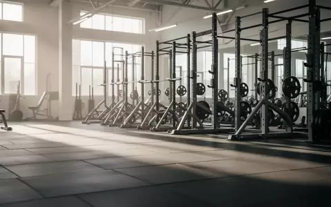 Ein heller, leerer Fitnessraum mit minimalistischer Ausstattung und natürlichem Lichteinfall durch große Fenster. - Foto: über boerse-global.de