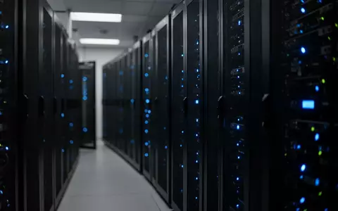 Dunkler Serverraum mit leuchtenden Statusanzeigen in einer technisch-abstrakten Umgebung. - Foto: über boerse-global.de