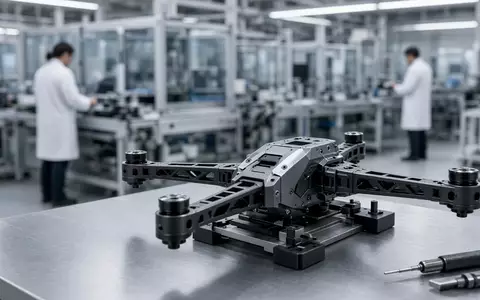 Ein hochmodernes Luft- und Raumfahrt-Fertigungswerk mit einer Drohnenkomponente auf einer Werkbank. - Foto: über boerse-global.de