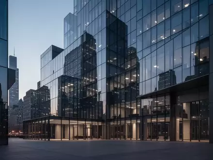 Ein modernes, minimalistisches Bürogebäude in einem Finanzviertel während der Dämmerung, das globale Märkte und Stabilität symbolisiert. - Foto: über boerse-global.de