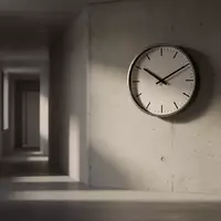 Eine schlichte Wanduhr in einem ruhigen, minimalistischen Büroflur mit weichem Lichteinfall. - Foto: über boerse-global.de