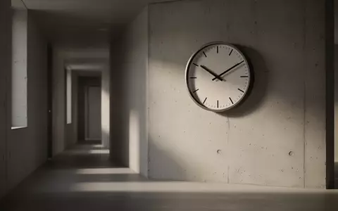 Eine schlichte Wanduhr in einem ruhigen, minimalistischen Büroflur mit weichem Lichteinfall. - Foto: über boerse-global.de