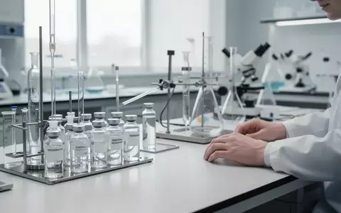 Ein steriles, modernes medizinisches Labor mit Glasphiolen und Laborgeräten auf einem weißen Arbeitstisch. - Foto: über boerse-global.de