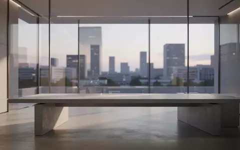 Ein minimalistischer, moderner Arbeitsbereich in einem architektonisch anspruchsvollen Innenraum mit natürlichem Licht. - Foto: über boerse-global.de