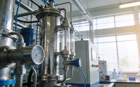 Moderne Forschungsanlage für Wasserstofftechnologie mit hochpräzisen technischen Geräten in einer hellen Laborumgebung. - Foto: über boerse-global.de