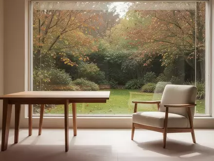 Ein heller, ruhiger Raum mit Blick in einen herbstlichen Garten, der eine Atmosphäre der Konzentration und Ruhe ausstrahlt. - Foto: über boerse-global.de