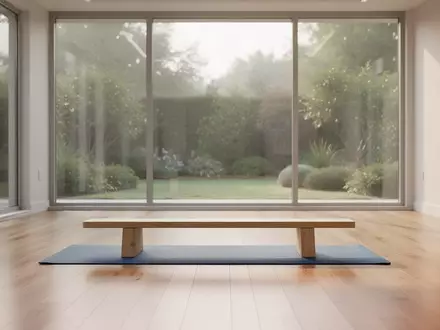 Ein heller, leerer Therapieraum mit Holzboden und einer Trainingsmatte vor einem Fenster mit Gartenblick. - Foto: über boerse-global.de
