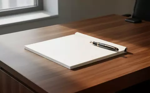 Ein minimalistischer, aufgeräumter Arbeitsplatz mit einem leeren Notizbuch und einem Füllfederhalter bei natürlichem Tageslicht. - Foto: über boerse-global.de