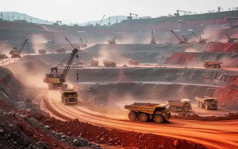 Ein großes Kupfer-Tagebaugelände mit schweren Baumaschinen und Lastwagen im aktiven Betrieb. - Foto: über boerse-global.de