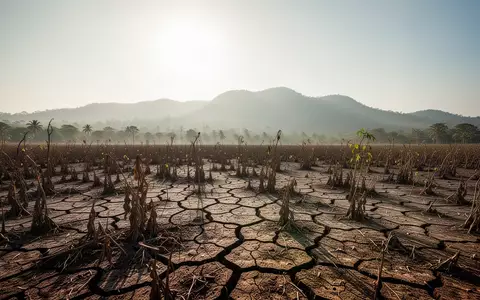 Ausgetrocknete, rissige Erdoberfläche in einer von Dürre betroffenen Landschaft unter hellem Sonnenlicht. - Foto: über boerse-global.de