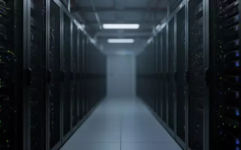 Dunkle, unscharfe Serverracks in einem industriellen Raum, die eine bedrohliche und technologische Atmosphäre erzeugen. - Foto: über boerse-global.de