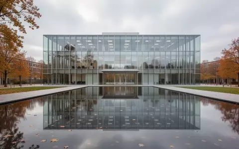 Moderne, minimalistische Glasfassade eines Verwaltungsgebäudes, die sich in einem ruhigen Wasserbecken spiegelt. - Foto: über boerse-global.de