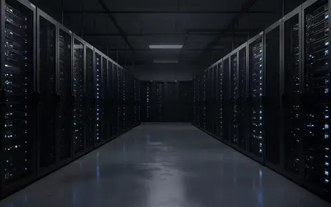 Ein dunkler Serverraum mit leuchtenden blauen Status-LEDs an Server-Racks in einer ruhigen, industriellen Umgebung. - Foto: über boerse-global.de