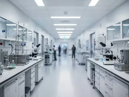 Ein steriler, hochmoderner medizinischer Forschungsraum mit klinischer Beleuchtung und Edelstahlgeräten. - Foto: über boerse-global.de