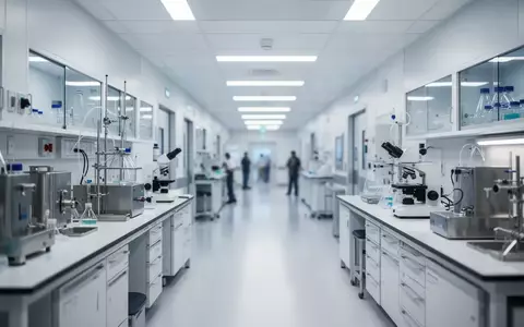 Ein steriler, hochmoderner medizinischer Forschungsraum mit klinischer Beleuchtung und Edelstahlgeräten. - Foto: über boerse-global.de