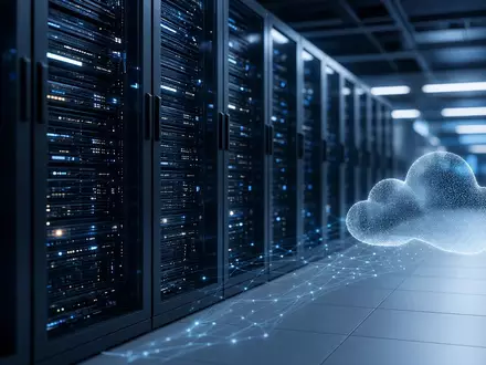 Modernes Rechenzentrum mit blauer Beleuchtung als Symbol für Cloud-Infrastruktur und IT-Partnerschaften. - Foto: über boerse-global.de