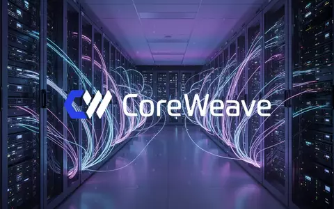 Abstrakte Darstellung eines modernen Rechenzentrums mit blau beleuchteten Serverracks und Glasfaserkabeln. - Foto: über boerse-global.de