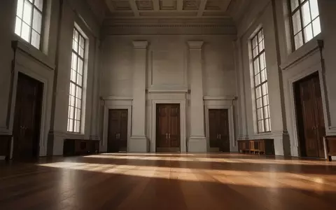 Ein leerer, prunkvoller Gerichtssaal mit hohen Decken und dunklen Holztüren in einer nüchternen, sachlichen Atmosphäre. - Foto: über boerse-global.de