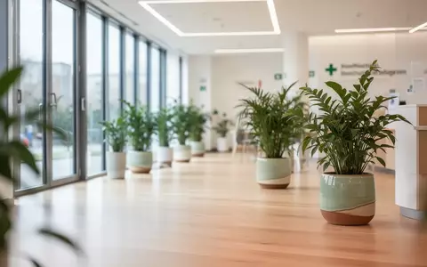 Heller, moderner Innenraum eines Gesundheitszentrums mit minimalistischer Architektur und Pflanzen. - Foto: über boerse-global.de
