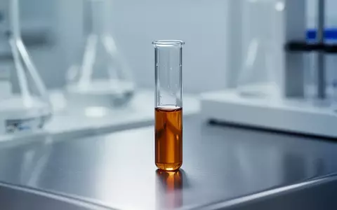 Eine medizinische Laborumgebung mit einem einzelnen Röhrchen für Blutproben auf einer glatten Edelstahloberfläche. - Foto: über boerse-global.de