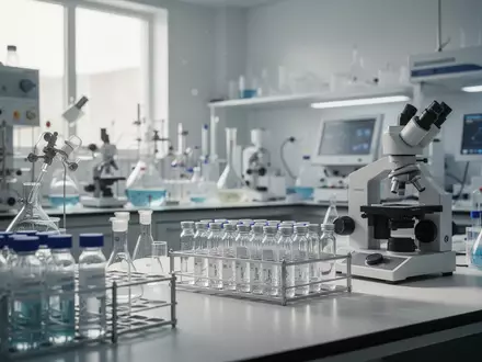 Moderne Laborumgebung für biopharmazeutische Forschung mit Glasfläschchen und hochwertiger technischer Ausstattung. - Foto: über boerse-global.de