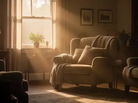 Ein lichtdurchflutetes Wohnzimmer am frühen Morgen, das eine ruhige und entspannte häusliche Atmosphäre vermittelt. - Foto: über boerse-global.de